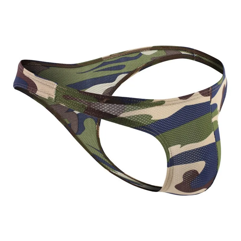 3 Colors Underwears Sexy Camouflage Permeable Mesh Cloth Briefs Men's Low Waist Comfortable And Free Ventilation Panties