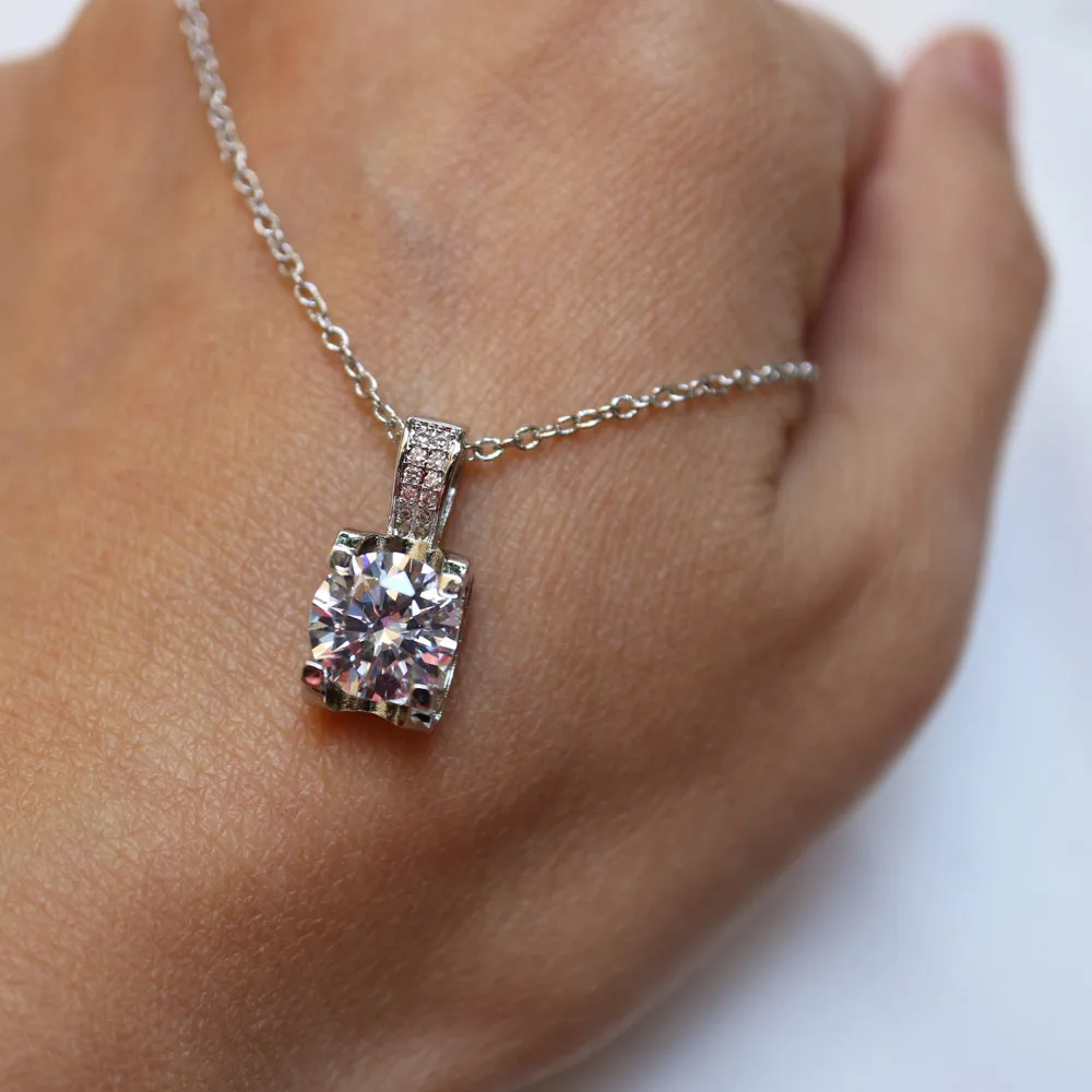 

Fashion 2carat cz pendant necklace for women Exquisite pendant necklace for girl silver plated jewelry