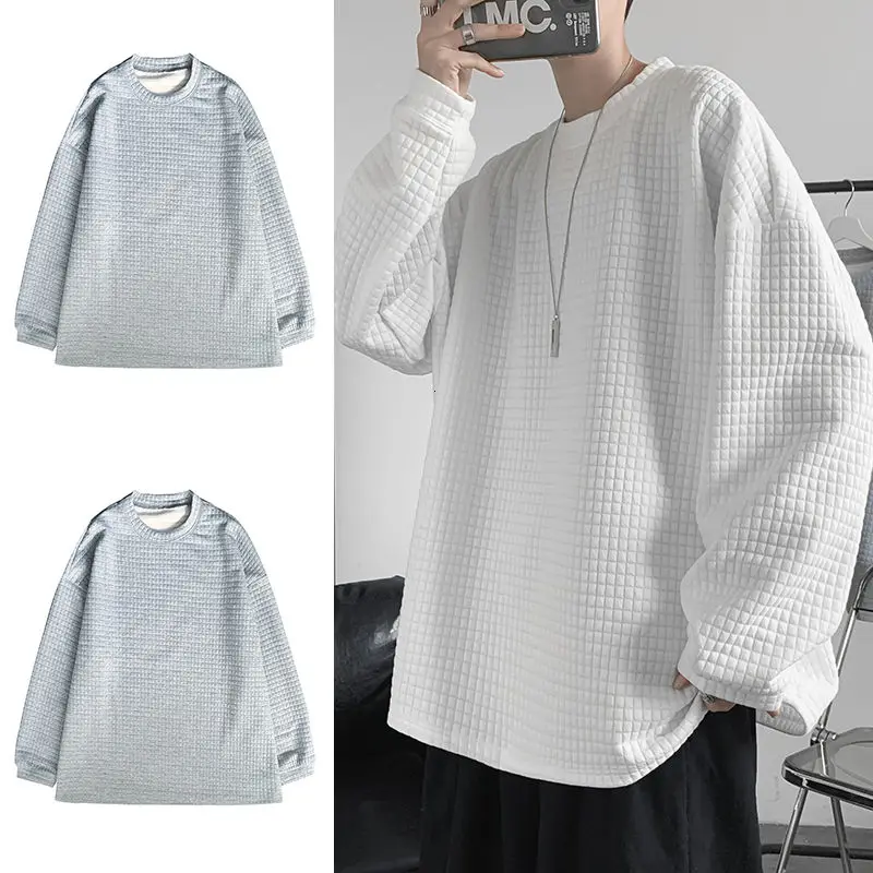 

Men's Fashion Retro Casual O-neck Sweatshirt Men Streetwear Korean Loose Hip-hop Pullover Hoodies Mens M-2XLSpring Plaid Hoodie