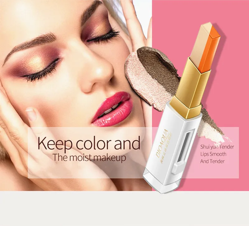 Двойной Цвет тени для век бар макияж стерео градиент мерцающие ручка Sombra глаз с