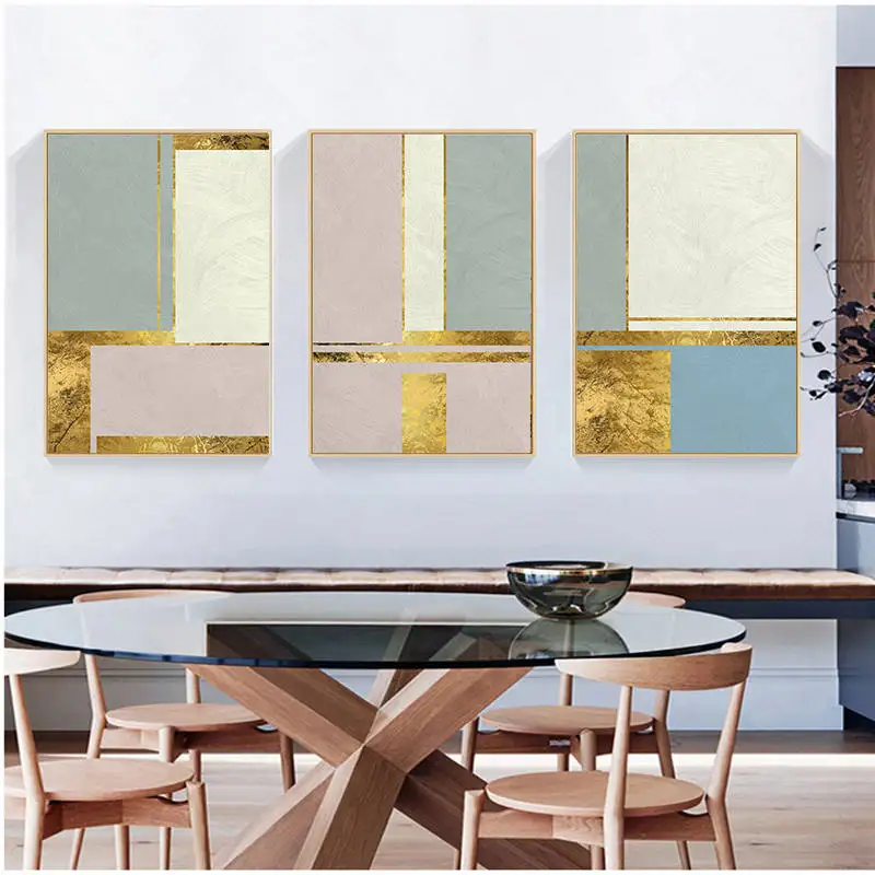 Абстрактные Скандинавии золотой фольги холст картины плакаты на скандинавскую