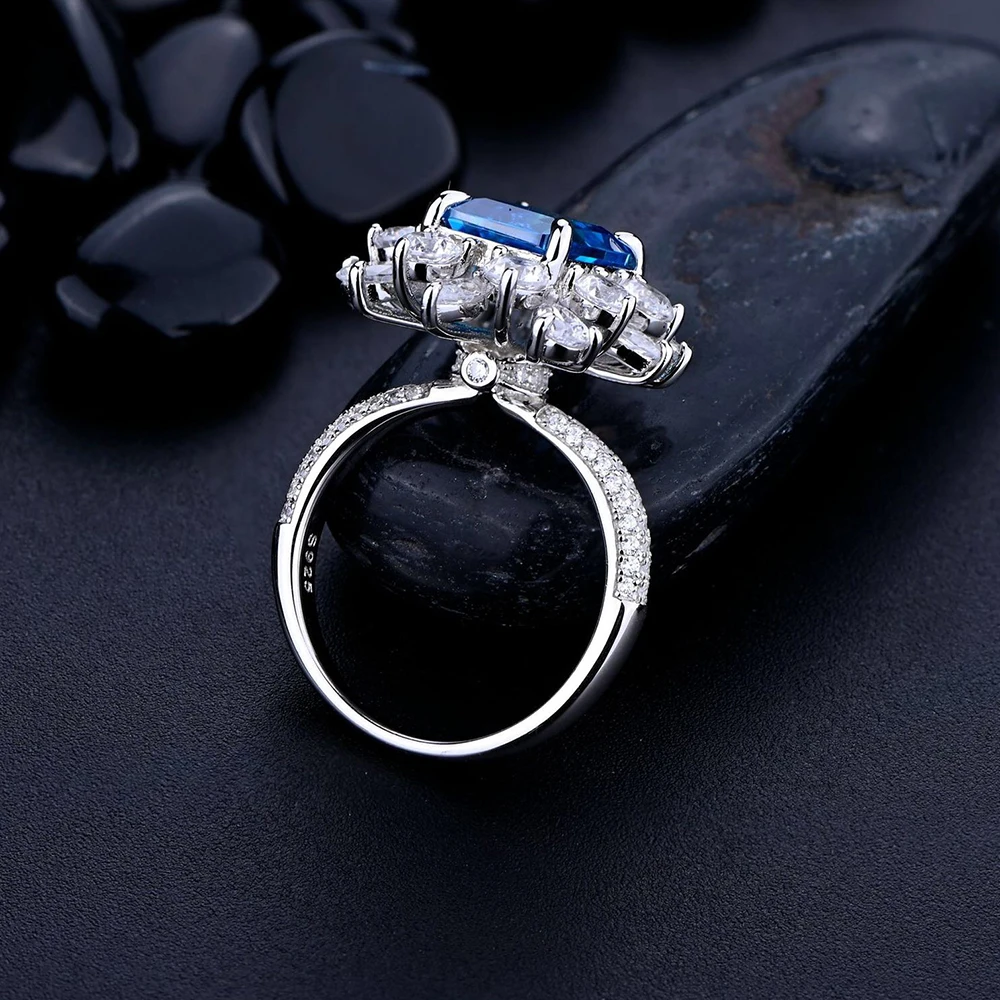 

Trendy 925 Sterling Silver 8*10 Emerald Cut High Carbon Diamond Ring for Women Party Jewelry S925 Personalized Ruby Spinel Ring