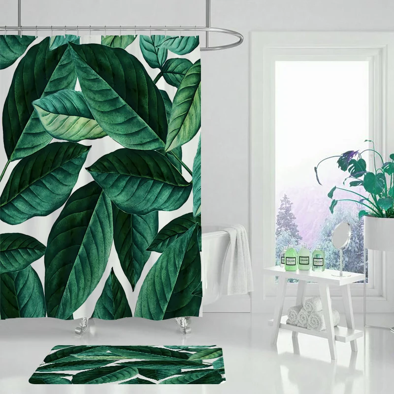 Дождевые пальмовые деревья занавески для душа с растениями водонепроницаемый