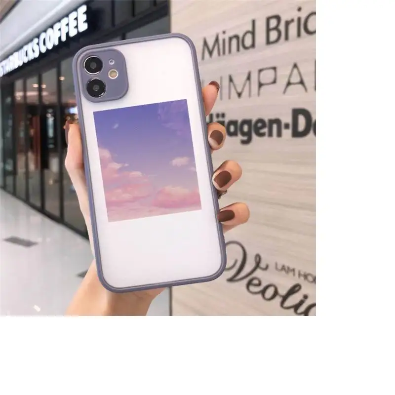

Sweet sky pink Cloud Great printing Phone Case Matte Transparent for iPhone 7 8 11 12 s mini pro X XS XR MAX Plus cover funda