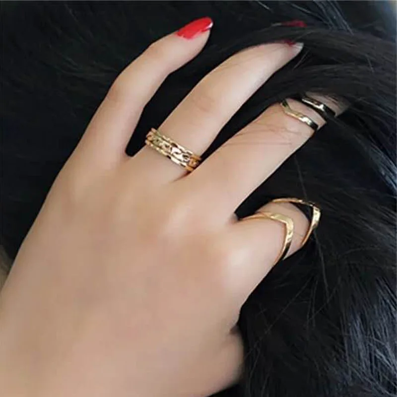 Модное Золотое кольцо со стрелками 3 шт./компл. регулируемое геометрическое