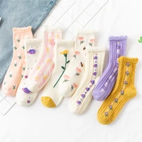 new fashion autumn and winter women cotton socks high quality girl printing breathable middle tube casual one size socks