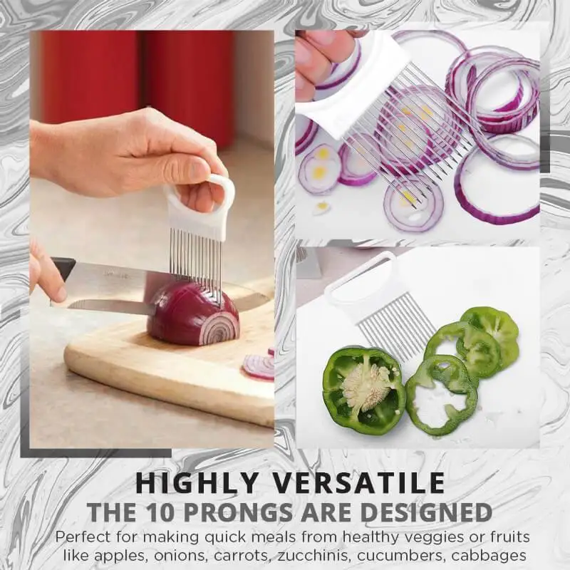Food Slice Assistant Vegetable Holder Stainless Steel Onion Cutter Fork Fruit Vegetables Slicer Tomato Knife | Дом и сад