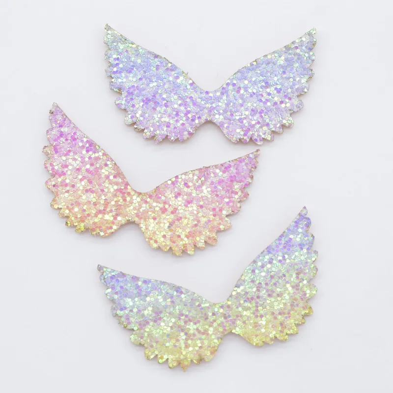 Iridescence 4 12 шт. в партии, 6 см на подкладке с блестками; наряд для Радужный ткань радужные патчи толстовка с капюшоном, надписью «Angel» и принтом «крылышки горный хрусталь аппликации для DIY аксессуары головных украшений Декор H98 - Цвет: Iridescence 4