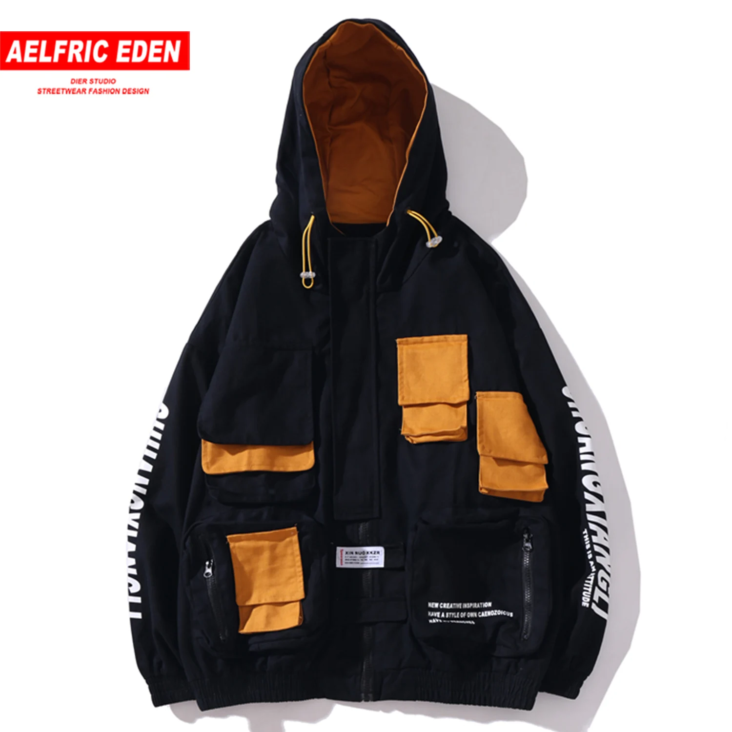 Aelfric Eden цвет часы лоскутное много карманов Мужская Куртка хип хоп Harajuku 2019
