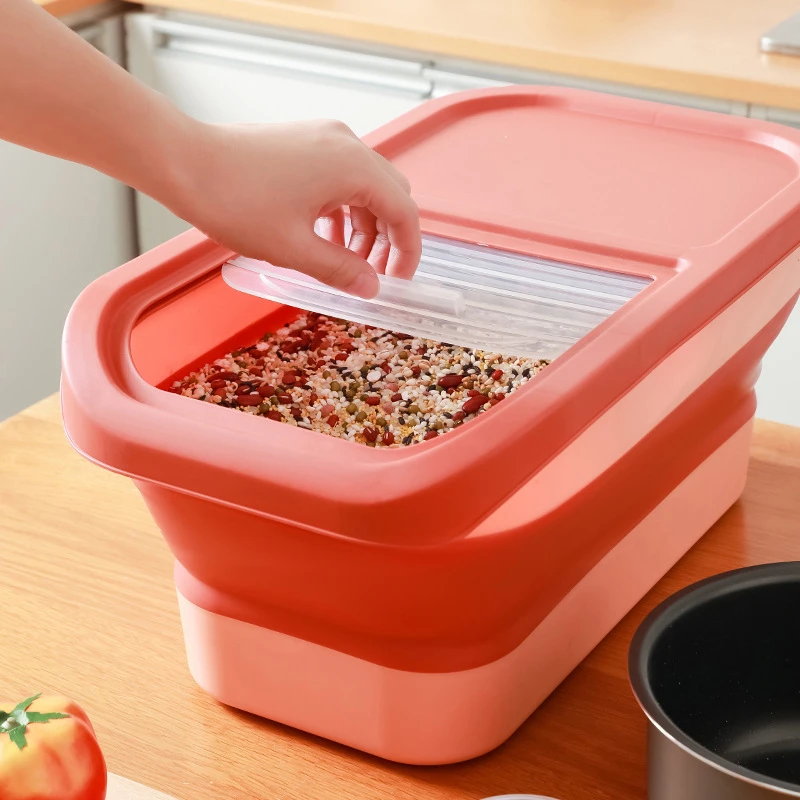 Складное ведро для риса большой емкости кухонная герметичная банка домашних