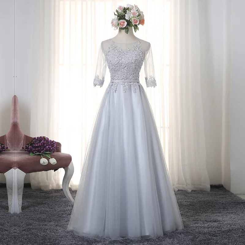 Недорогие Длинные Платья для подружек невесты с кружевной аппликацией