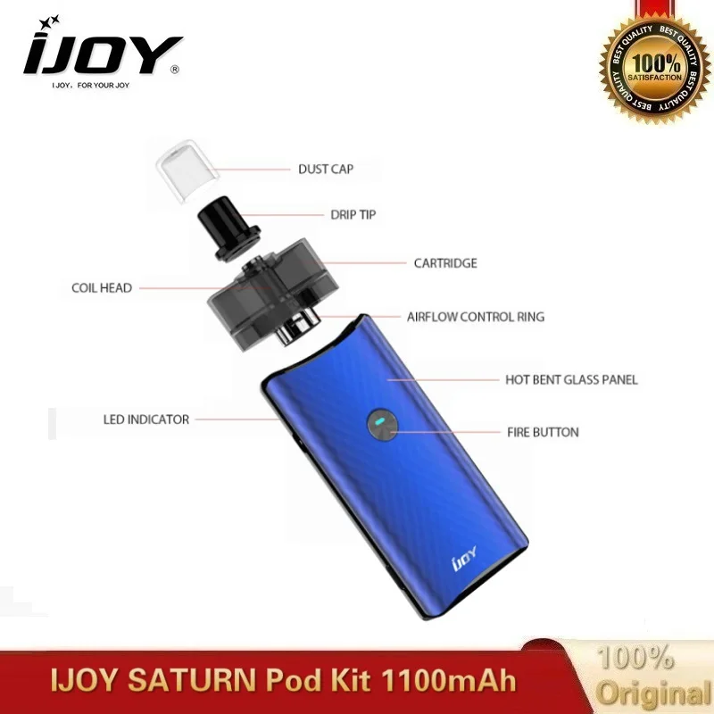 Оригинальный комплект электронной сигареты IJOY Saturn Pod аккумулятор 16 Вт 1100 мАч вейп