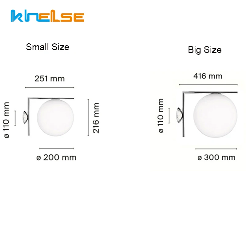 Полированный декоративный шар стеклянный светодиодный настенный светильник