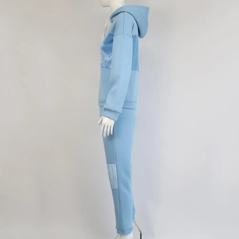 Женский комплект из двух предметов повседневный теплый спортивный костюм в