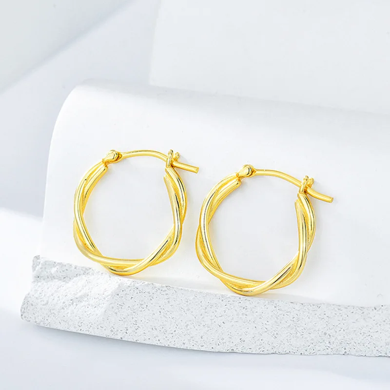 

Korean Earrings 925 Sterling Silver Hoop Earring For Women Minimalist Twist Earings Pendiente Plata 925 Mujer Jewellery