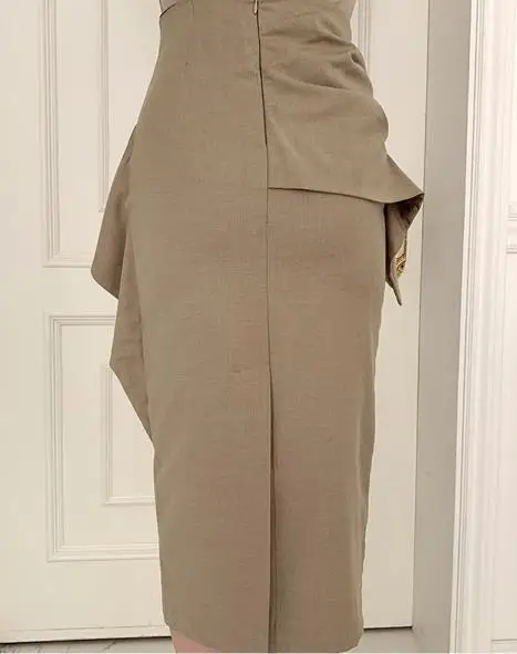 

French style elegant half turtleneck lantern sleeve shirt+high wasit bud package hip penci skirt two piece sets women