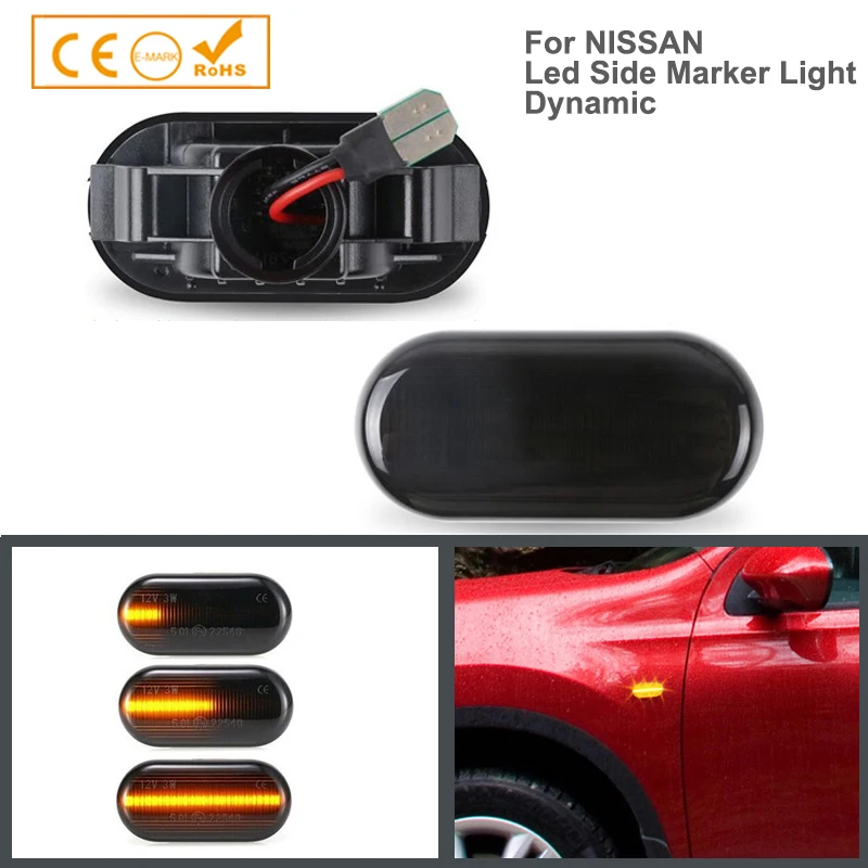 

For For Nissan Qashqai J10 350Z Z33 Micra Navara Note Cube Tiida Pathfinder R51 Led Dynamic Side Marker Turn Signal Light Sequen