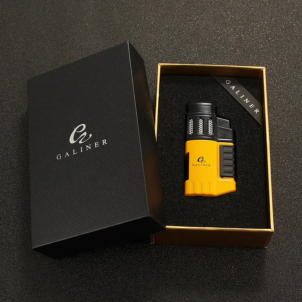 

GALINER Butane Gas Lighter Metal Torch Cigar Lighter 4 Jet Flame Cigarette Lighters W/ Cigar Punch Accesoriese