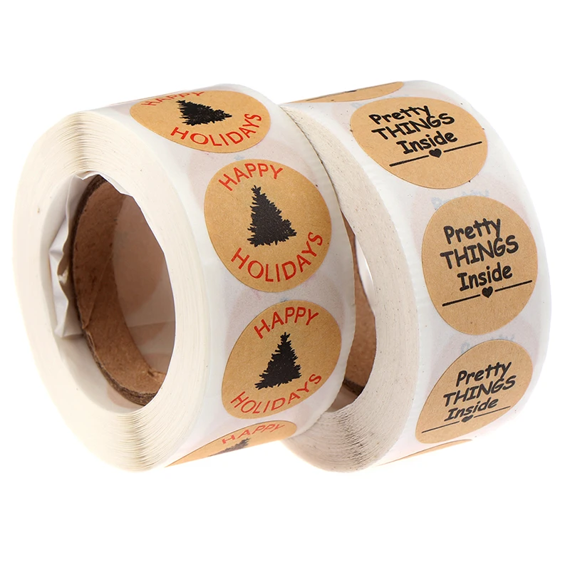 500 шт./рулон круглый крафт-бумаги Бумага этикетка Стикеры спасибо ручной работы с