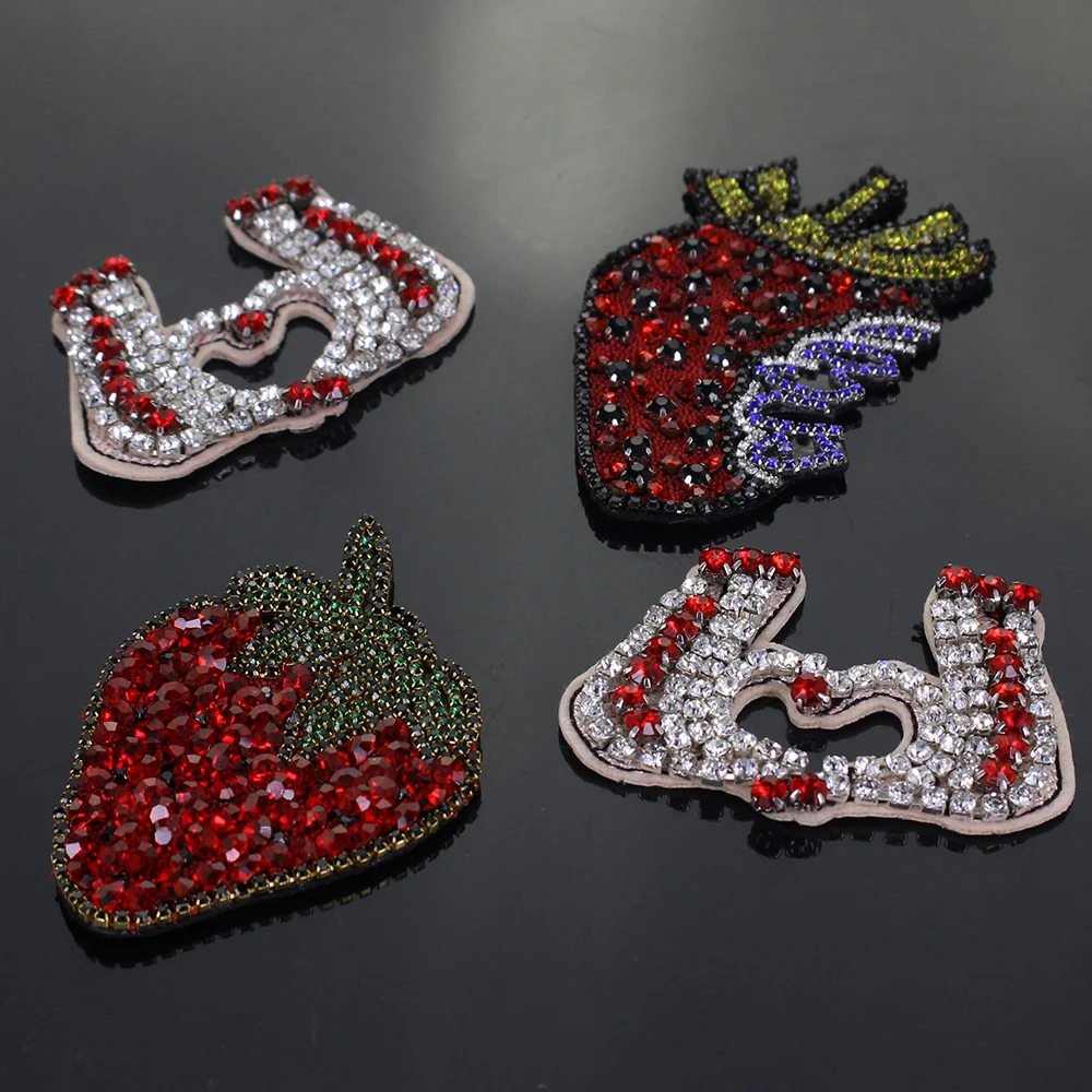 Стразы фрукты Клубника бусины нашивка для одежды Пришивание на бусине