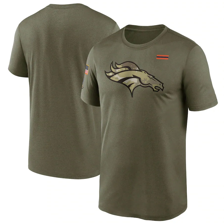 

Denver Men Brand sports Olive T Shirt Broncos 2021 Salute To Service Legend Performance American football T-Shirt