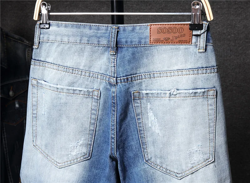 

Men's Jeans Fashion Trendy Ripped Jeans Embroidery Grimace Blue Men's Pants Oversized Jeans for Men