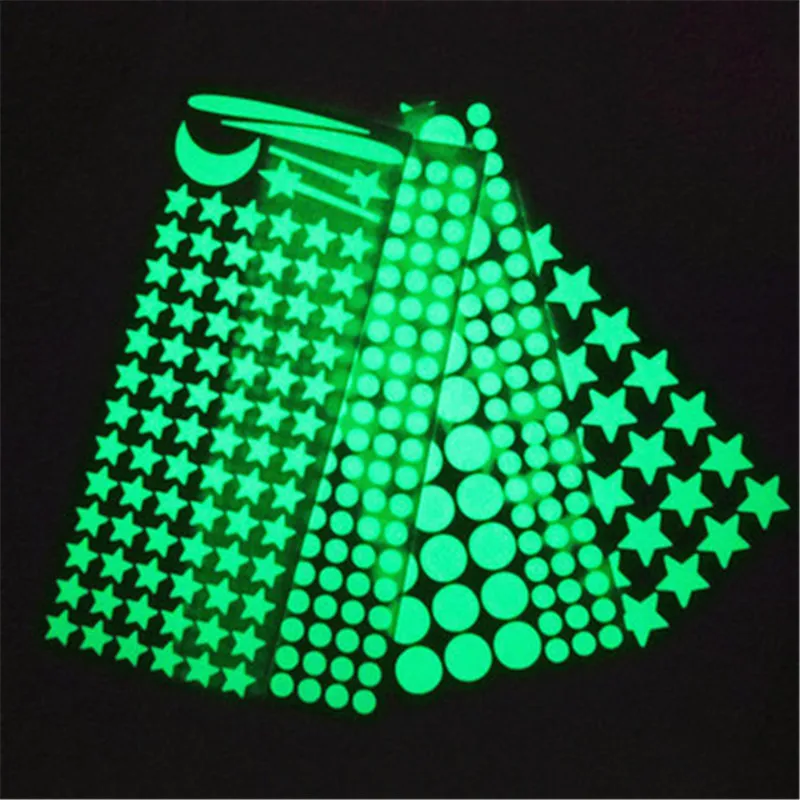 Светится в темноте наклейка светящаяся Звезда Луна DIY фосфоресцирующая