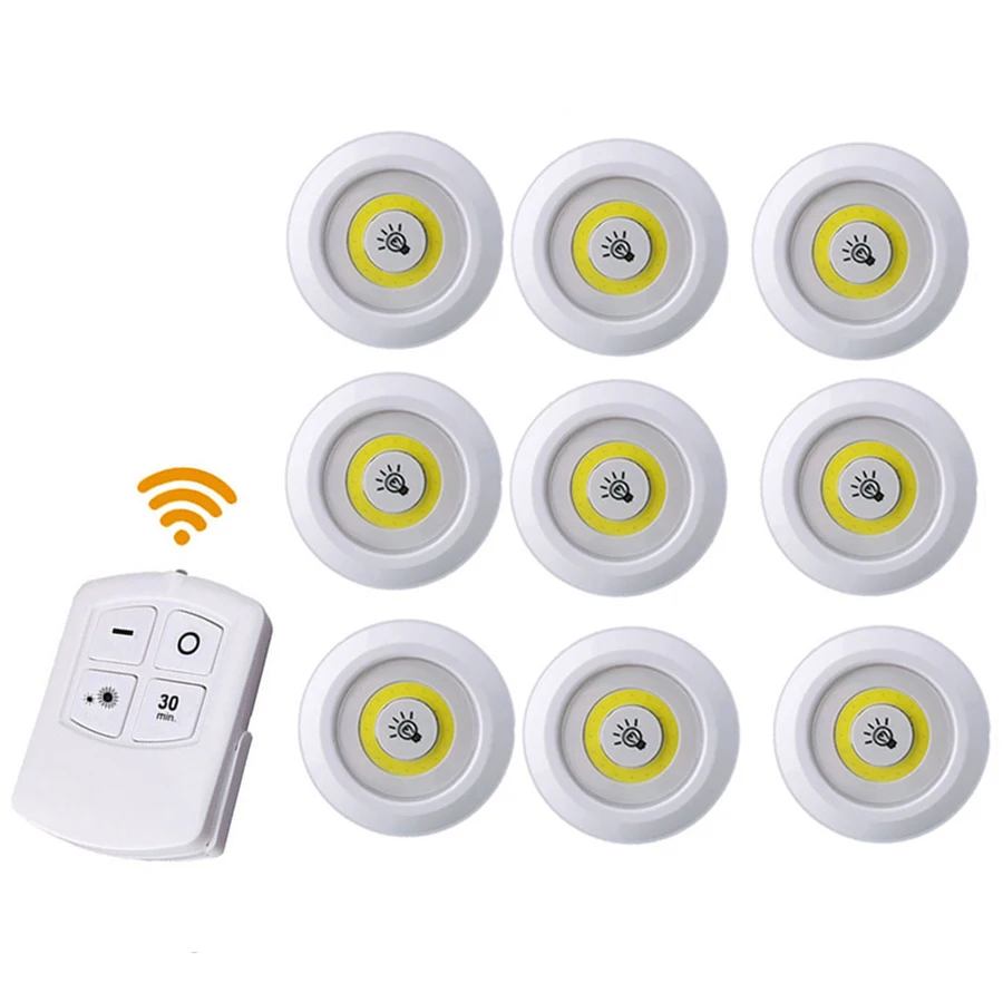1 Remote 9 Lamp Thrisdar 3 Вт COB диммируемая светодиодная подсветка под шкаф с дистанционным сенсорным краном светодиодный Шайба шкаф светильник s кухонный шкаф лестничный ночник - Цвет: 1 Remote 9 Lamp