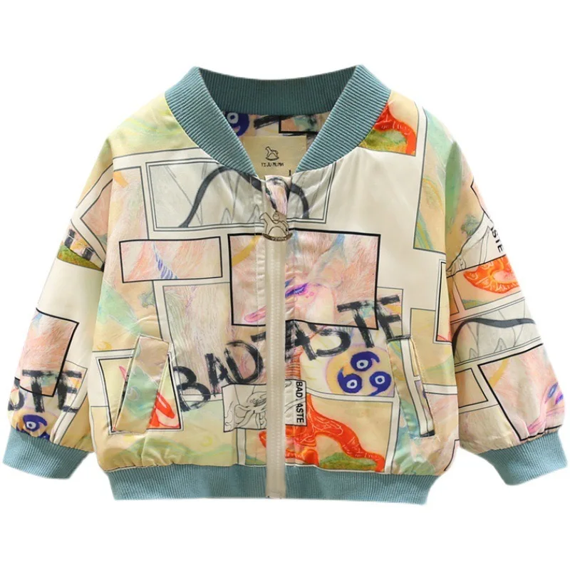

Children's Baseball Uniform Spring and Autumn New Boys Foreign Style Fashion Popular Printing Jacket Kids Clothing BJ03