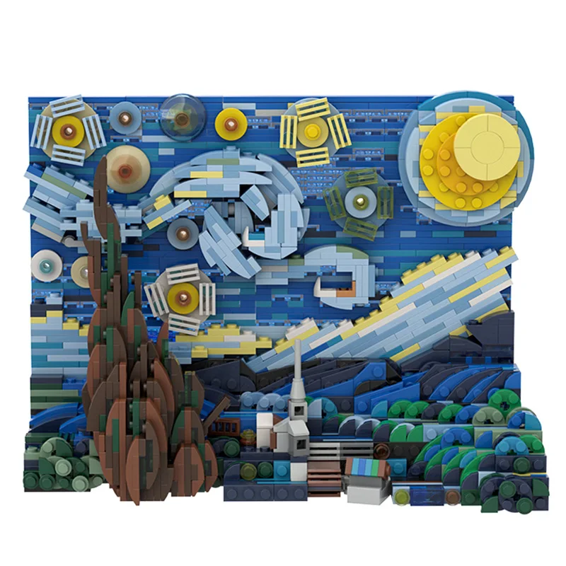 

MOC Starry Van Gogh Pixel Painting World Masterpiece DIY Building Block Pixel Art Mosaic Painting Decorative Set Bricks Toy Gift
