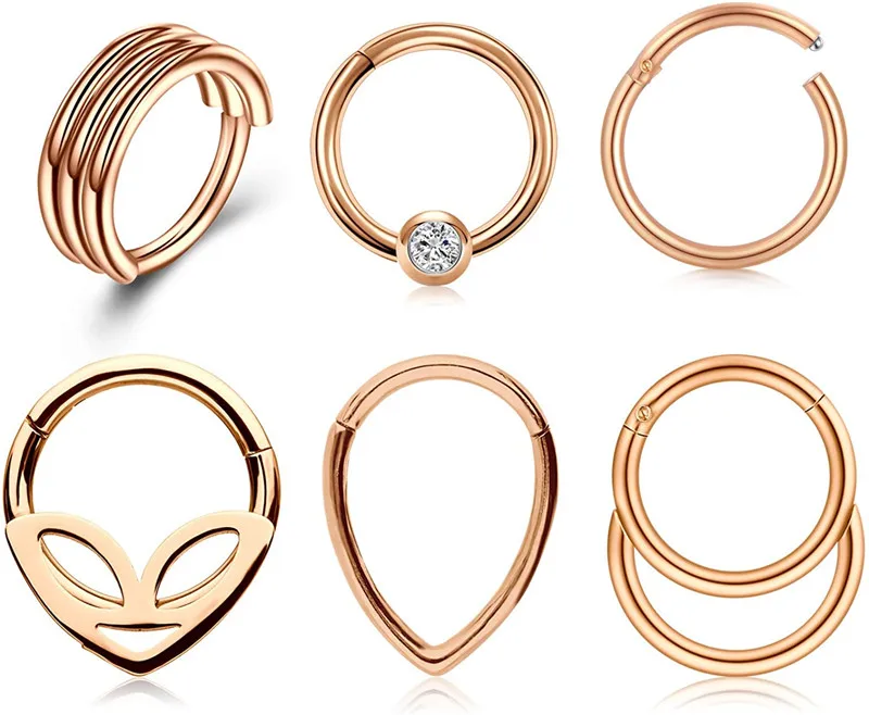 

Nose Septum Segment Ring Nose Septum Ring Hoop Mixed Styles Stainless Steel Clicker Septum Ring Cartilage Helix Daith Piercing