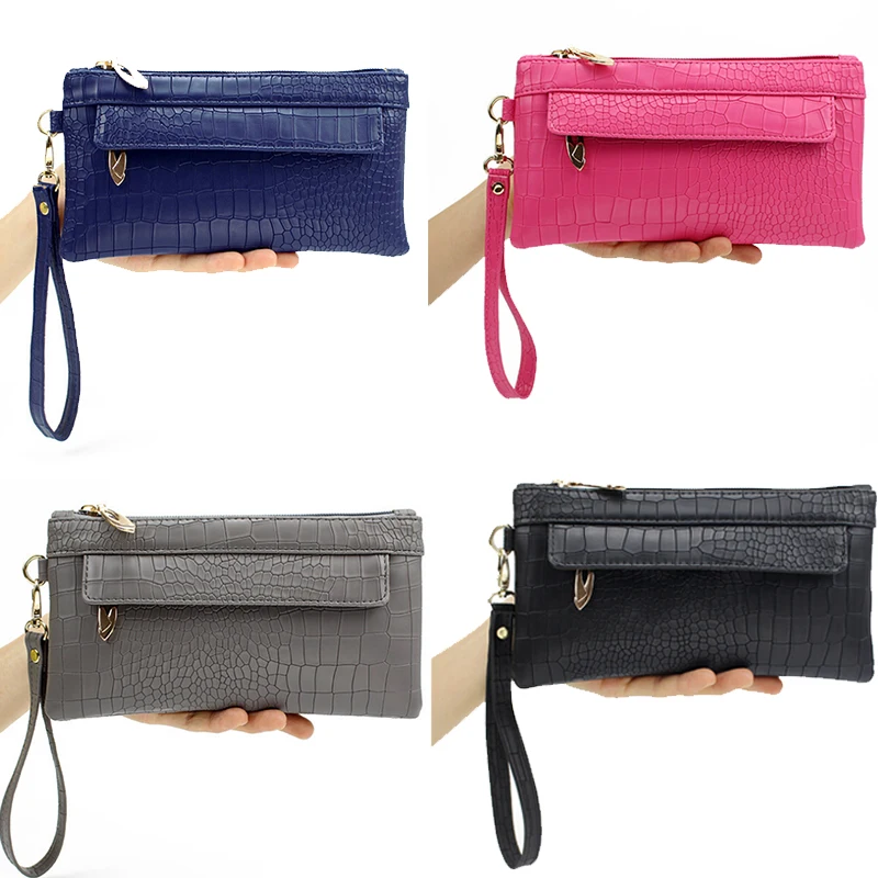 

1Pcs NEW Ladies Hangbag PU Leather Polka Dot Women's Wallets Long High Capacity Double Zipper Purse 5 Colors Elegant Handbag