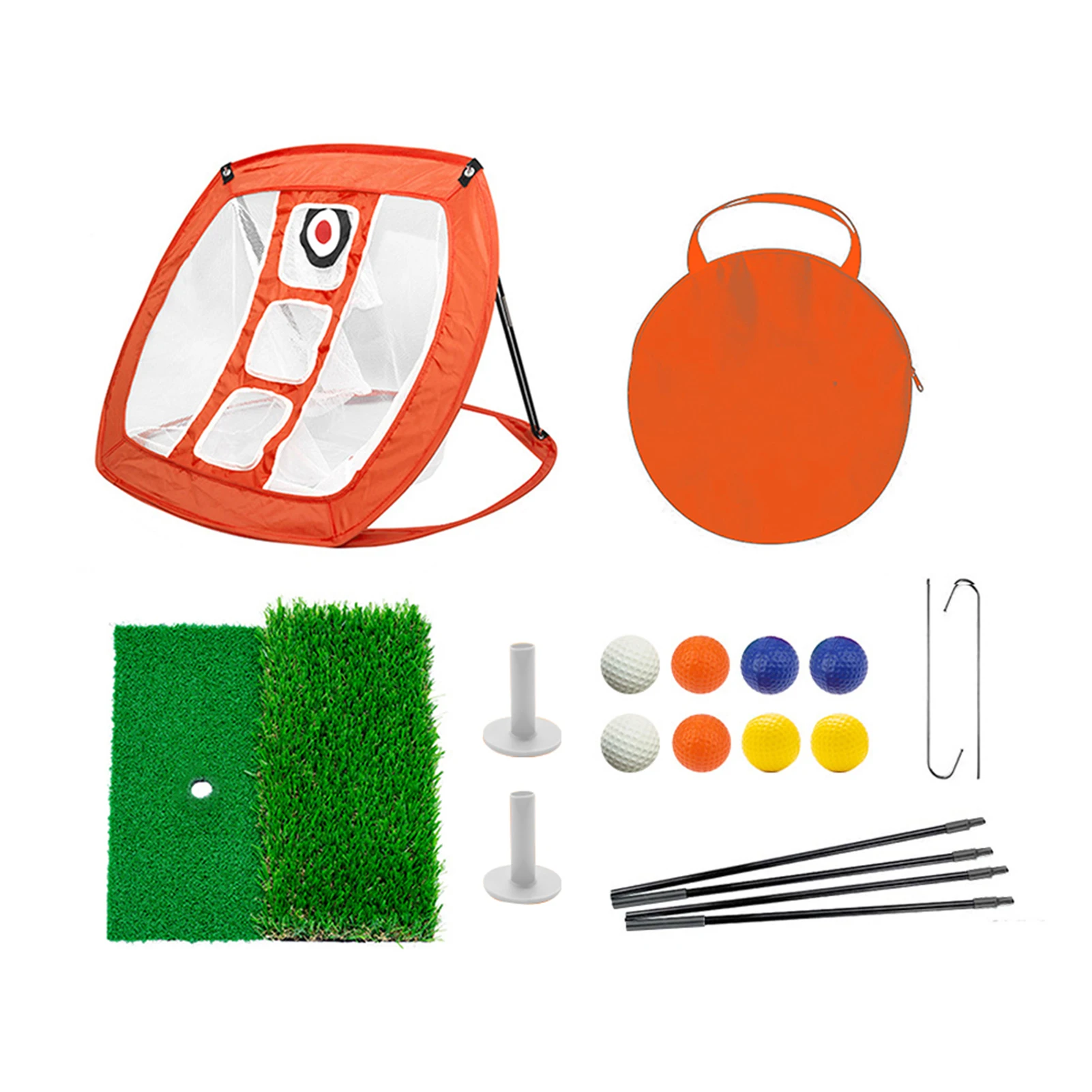 

Training Balls Hitting Mat Portable Collapsible Cages Rubber Tees Pitching Indoor Outdoor Golf Chipping Net Set Accessories