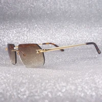 vintage leopard style sunglasses men rimless metal frame clear glasses women for outdoor accessories oculos oval shades