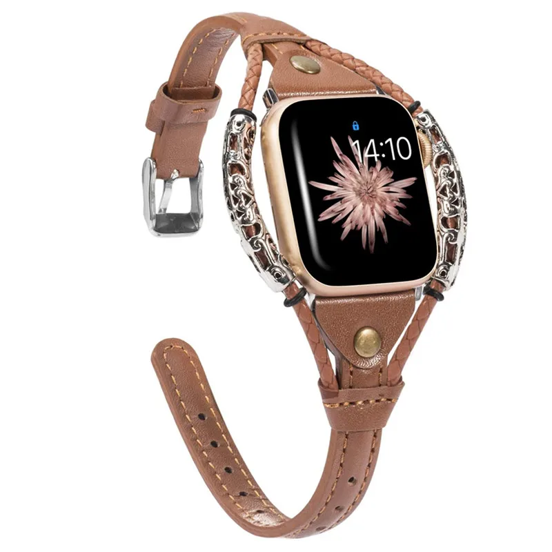 

Кожаный Плетеный ремешок для Apple Watch SE Series 6 IWatch 44 мм 40 мм, браслет для Apple Watch 5 Band Series 3 42 мм