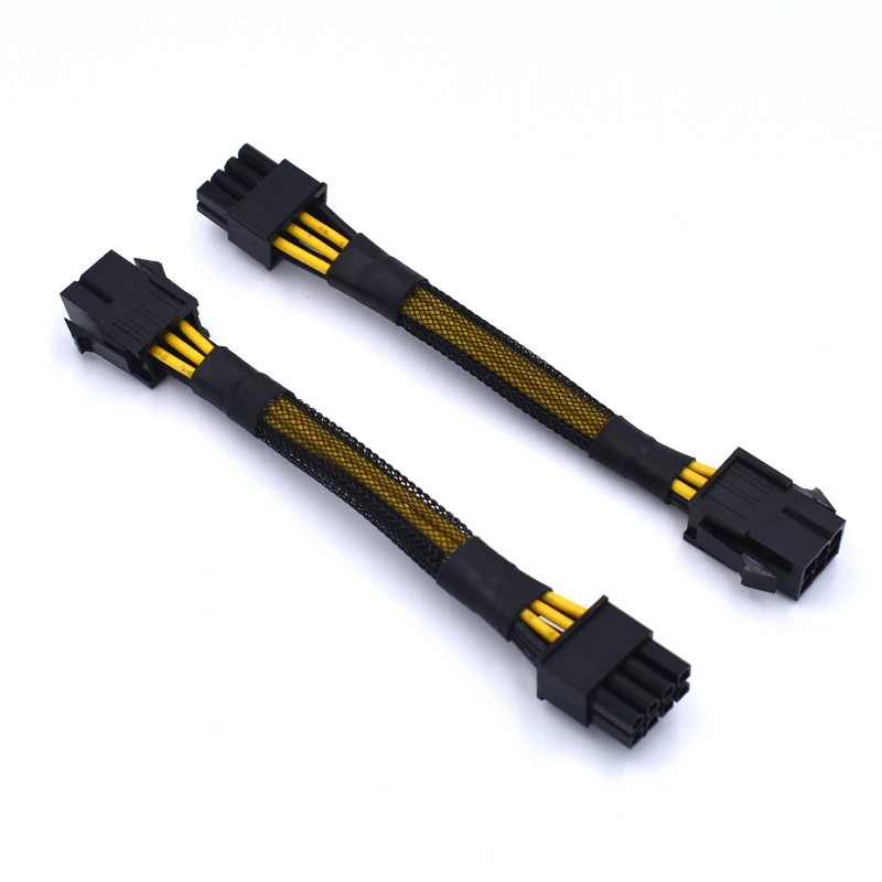 10 шт./лот PCI E 6 pin до 8 18AWG кабель адаптера питания с черным рукавом для видеокарты GPU