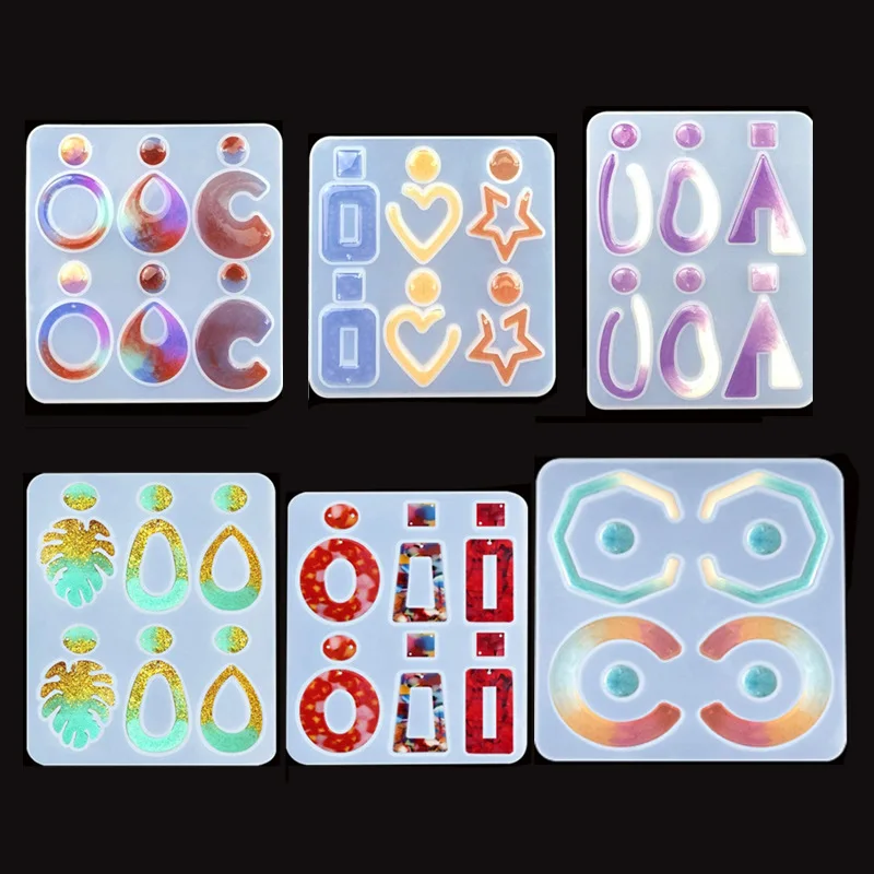 

NEW Crystal Epoxy Earrings Pendant Mirror Silicone Mold Geometric Shape Leaf DIY Jewelry Accessories Making Tool Wholesale