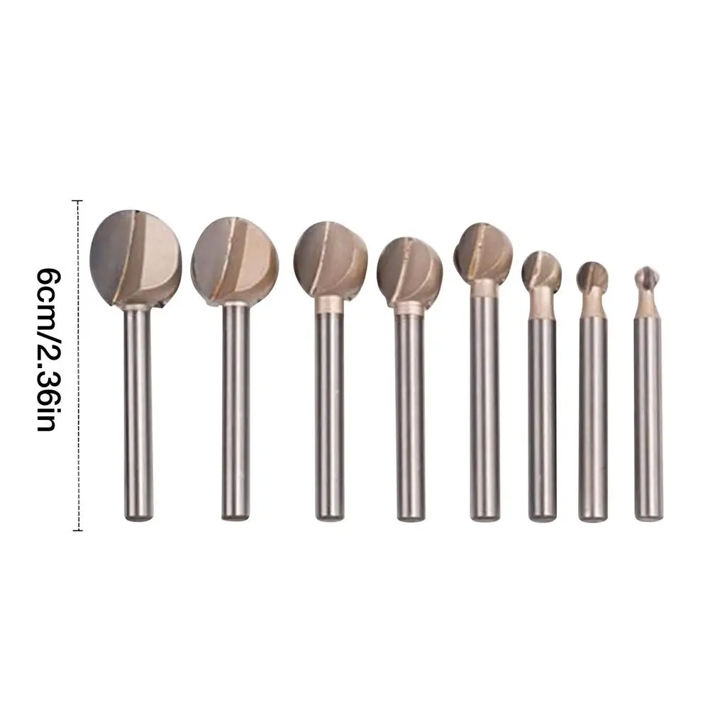 

8 PCS Core Box Carving Bit Carbide Ball Shape Bits Woodworking Tools Carpenter Root Carving Ball Knife Round Carving Bit Tools