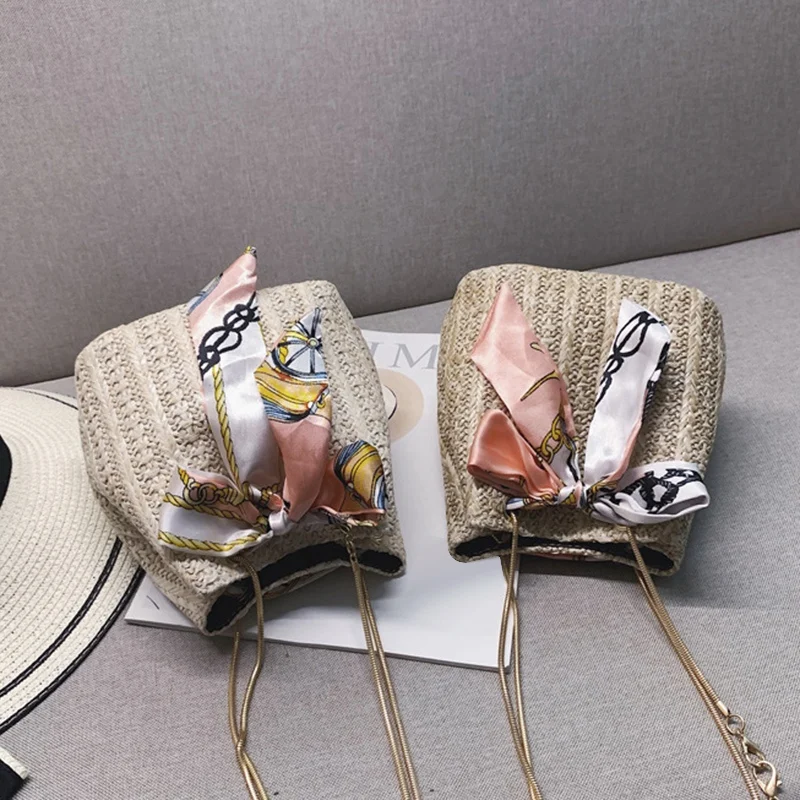 Женская винтажная сумка через плечо Joker модная соломенная на одно с завязками