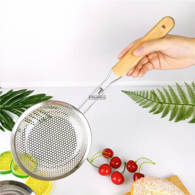 

50pcs Stainless Steel Wire Fine Mesh Sieve Flour Strainer Oil Strainer DIY Wood Holder Kitchen Tools For Food Filtering