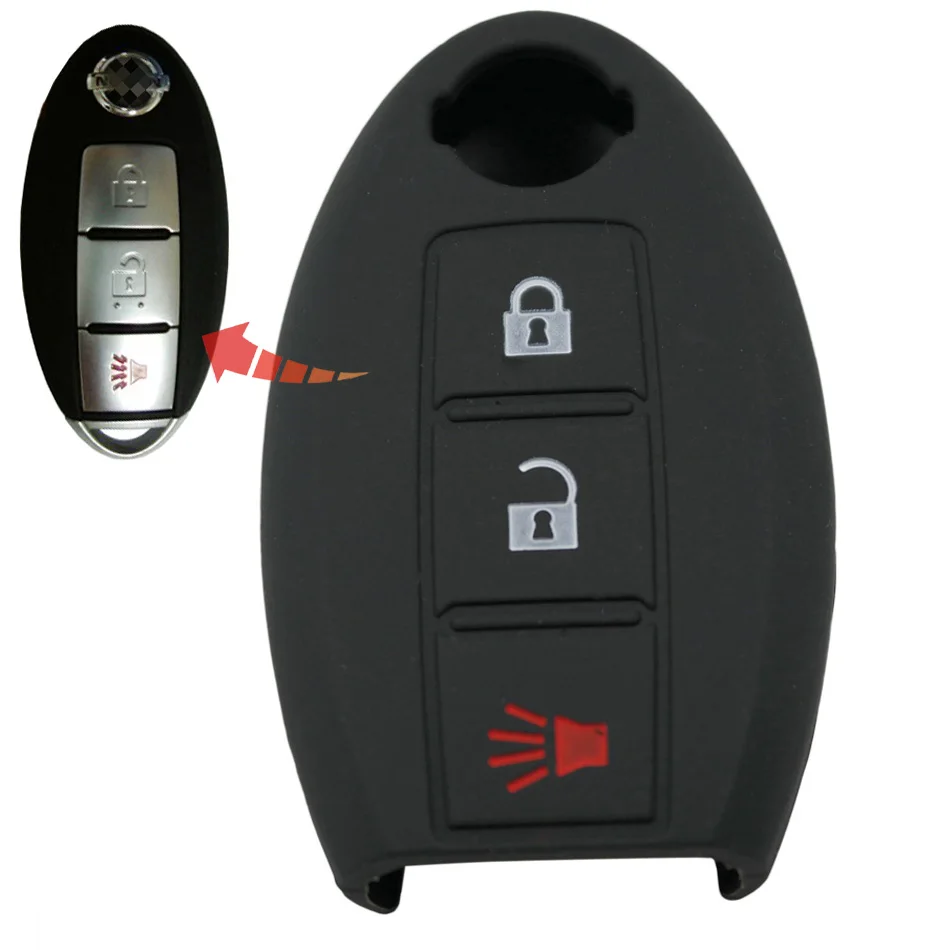 1 шт. силиконовый чехол для дистанционного ключа от машины Fob 3 кнопки Nissan March Qashqai