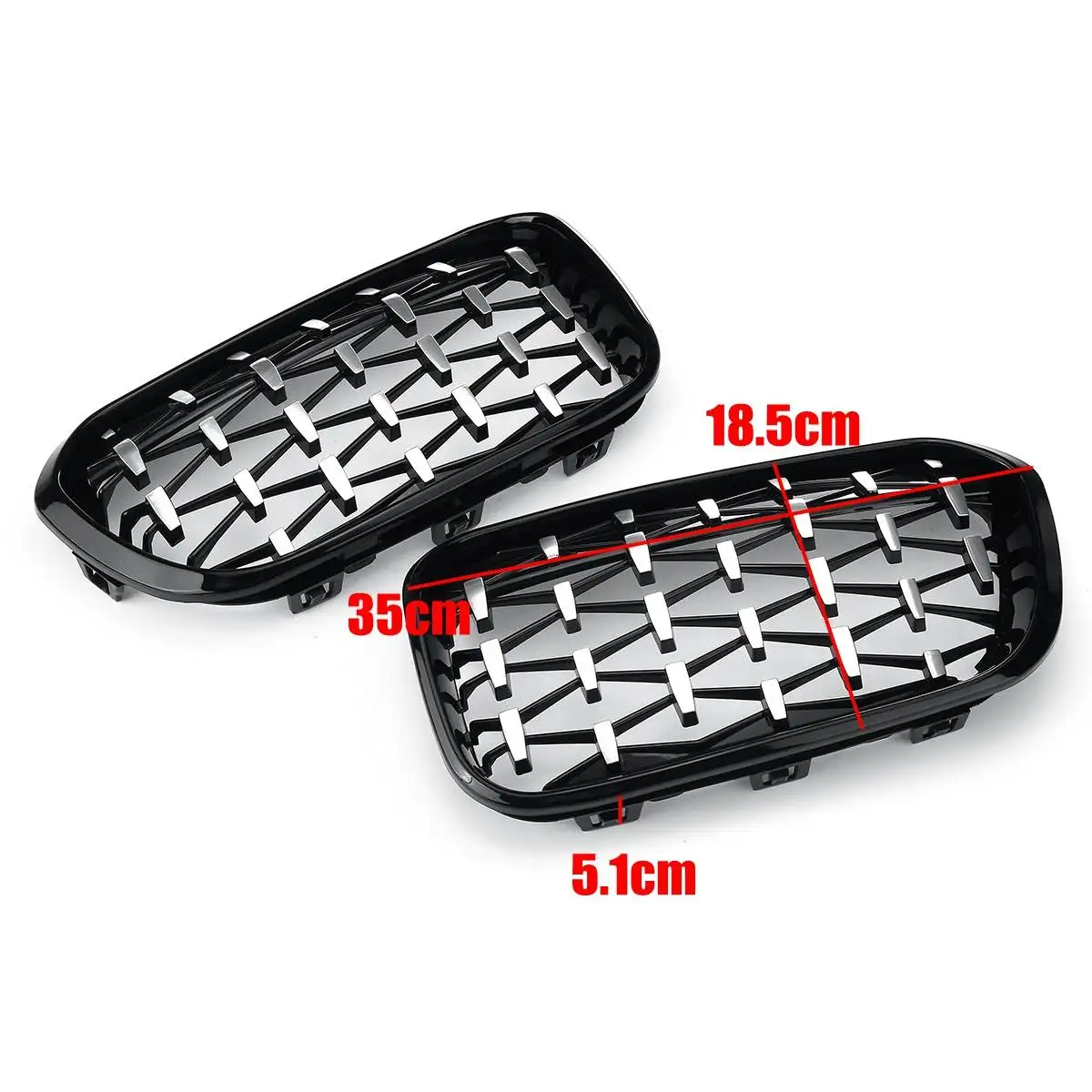 

Pair Racing Grills Diamond Style Front Bumper Kidney Grills Grille For BMW 1 Series F20 F21 2015 2016 2017