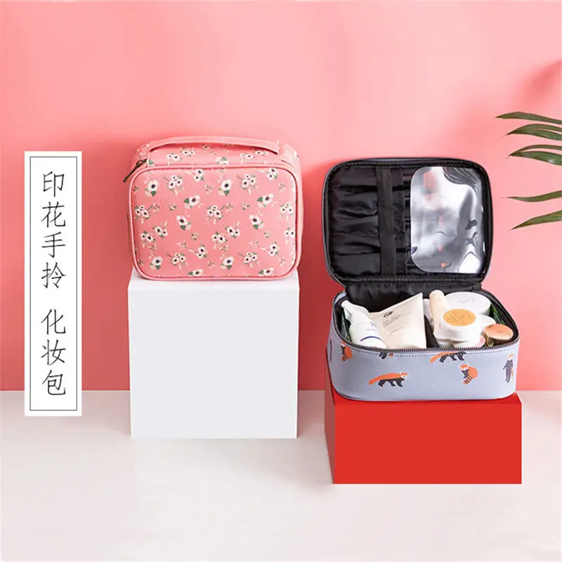 1 PC 23*8*17CM PU Leather Makeup Bag 3D Large Capacity Cosmetic Case Flamingo Cactus Panda Pattern Waterproof Storage Organizer | Дом и сад