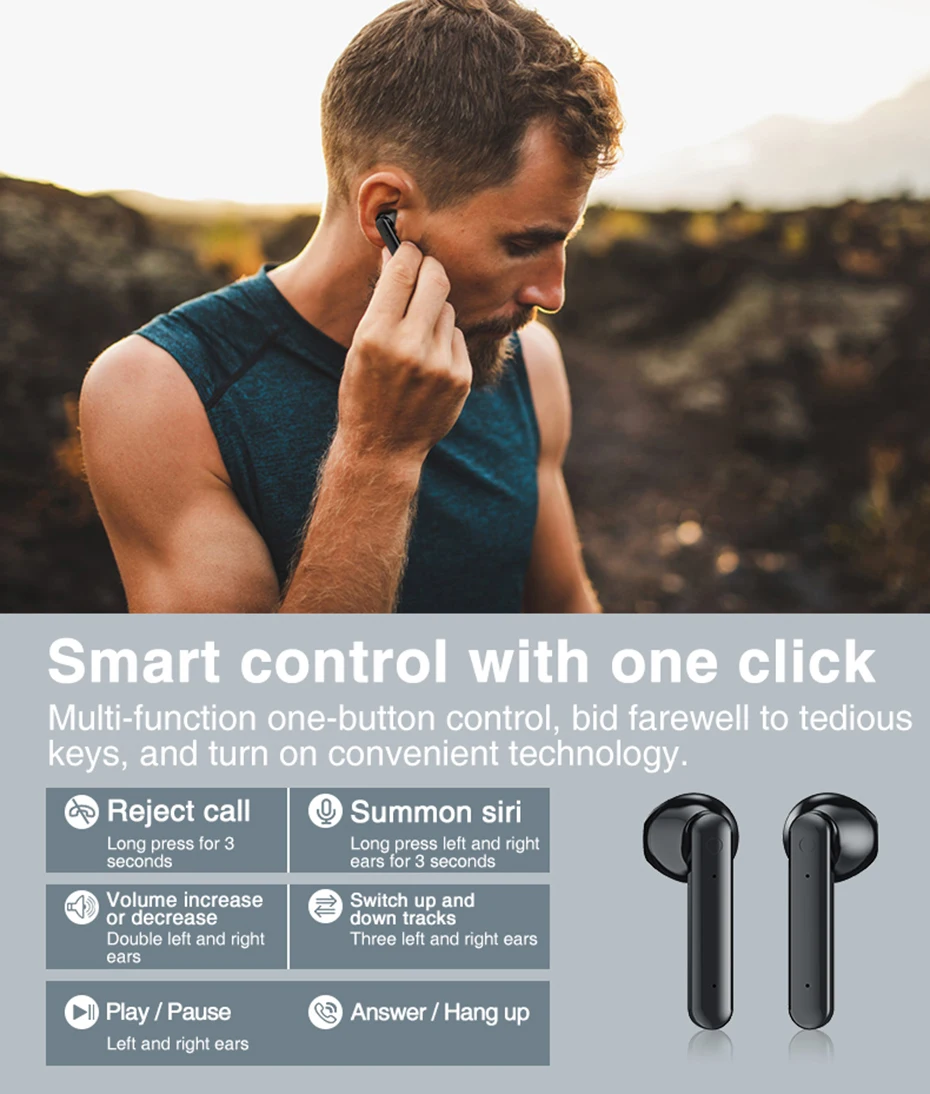 Мини Bluetooth-наушники Беспроводные TWS-наушники Стереозвук Спортивные наушники