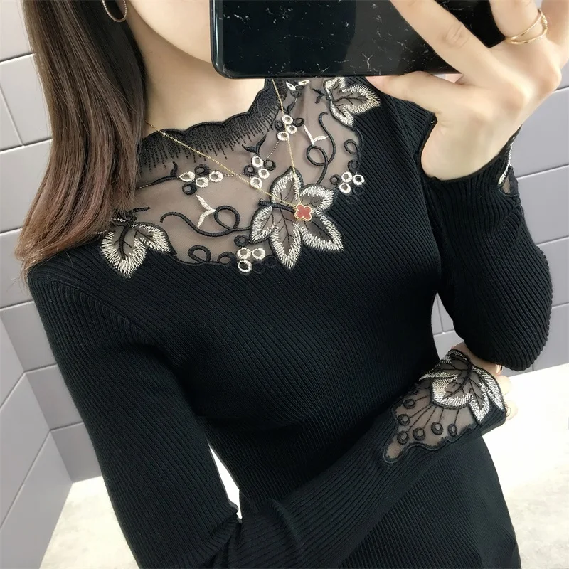 

5) between 5227 (zhong small new autumn sweater collar embroidery backing with elastic cultivate morality dress 43