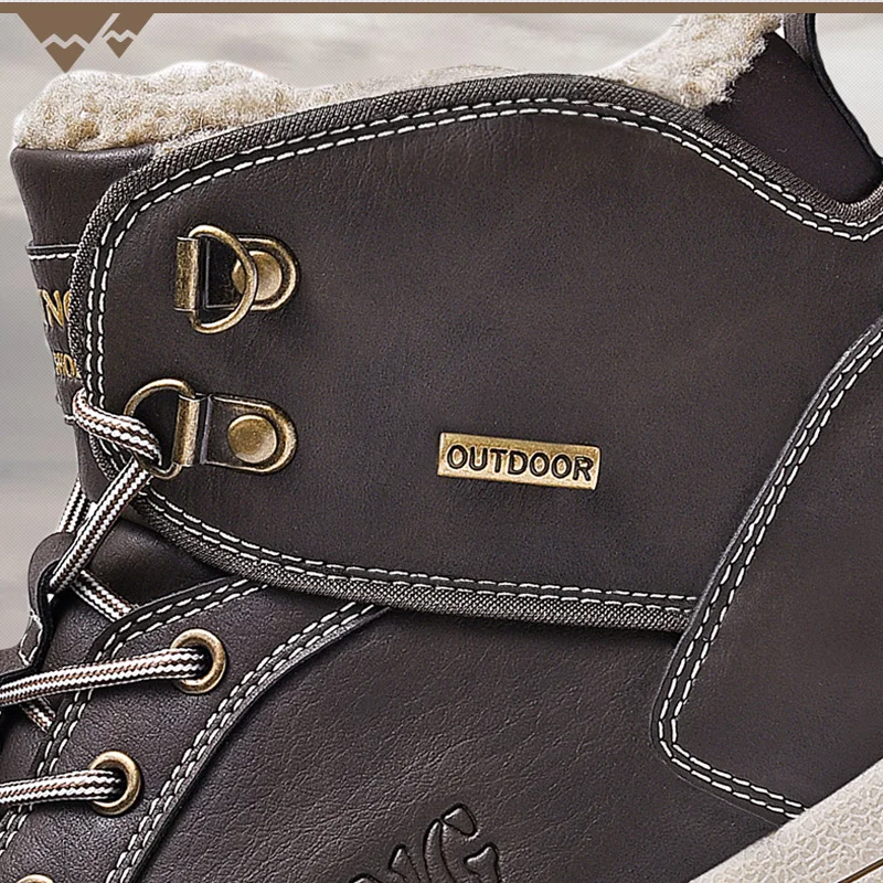 Зимние теплые ботильоны для мужчин кожаные меховые плюшевые зимние ботинки
