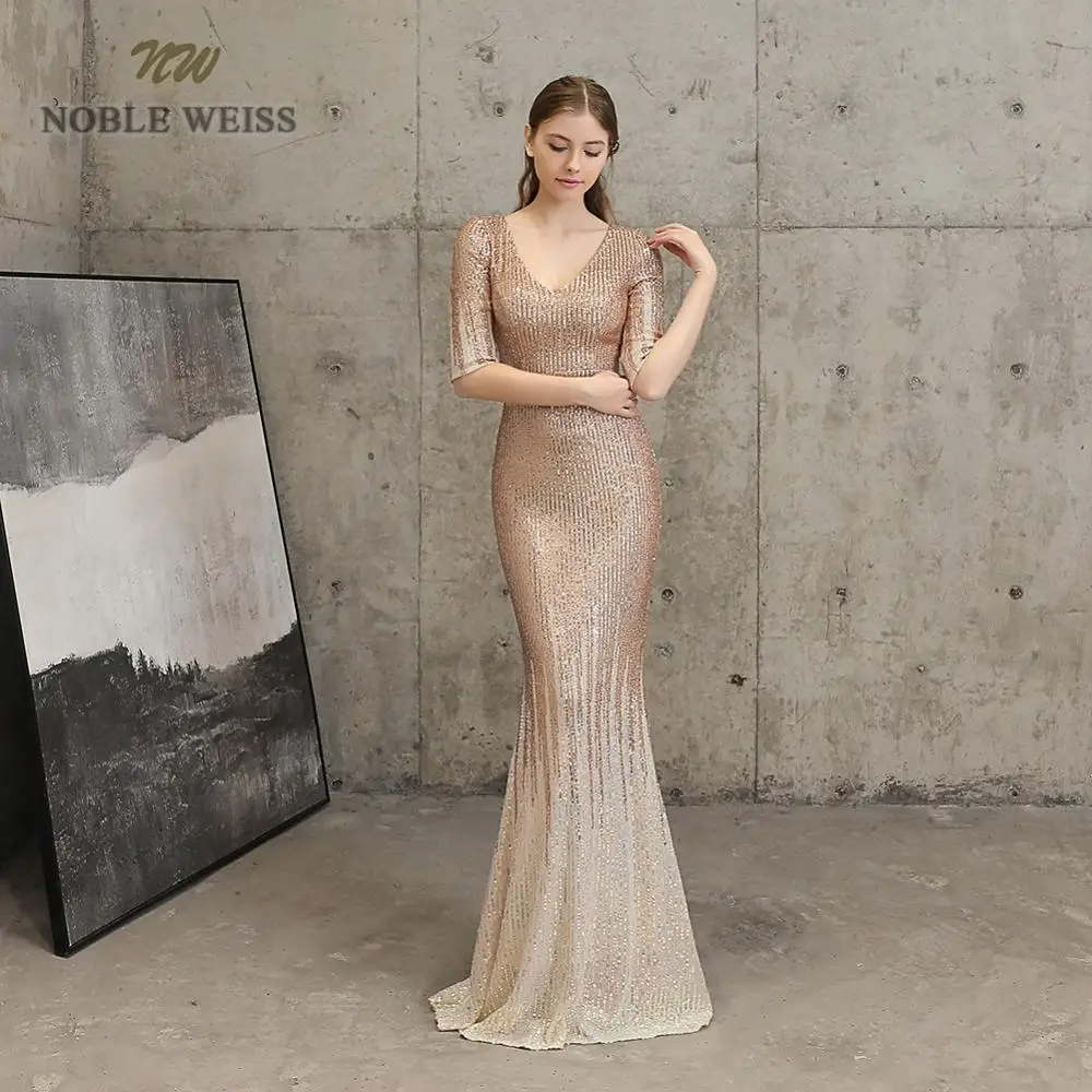 Вечерние платья пикантное разноцветное платье-Русалка с V-образным вырезом