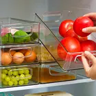 Ящик для хранения продуктов, органайзер для холодильника контейнеров, 1 шт., с ручкой, для кладовой из прозрачного пластика, инструмент органайзер для морозилки
