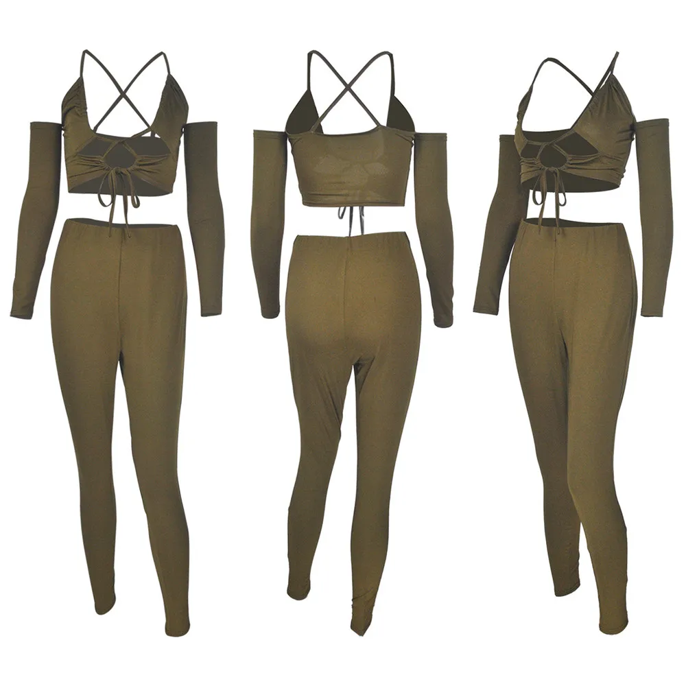 Комплект женский из двух предметов с открытой спиной и лямкой на шее | Женская