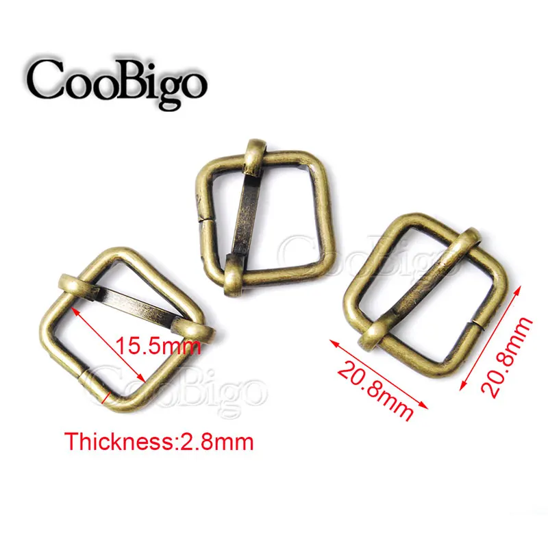 15mm Antique Bronze 10 шт. металлические слайды проволочный роликовый штифт Tri-Glides пряжки регулятор ремень слайдер пряжки для рюкзака Домашние животные ошейник аксессуары - Цвет: 15mm Antique Bronze